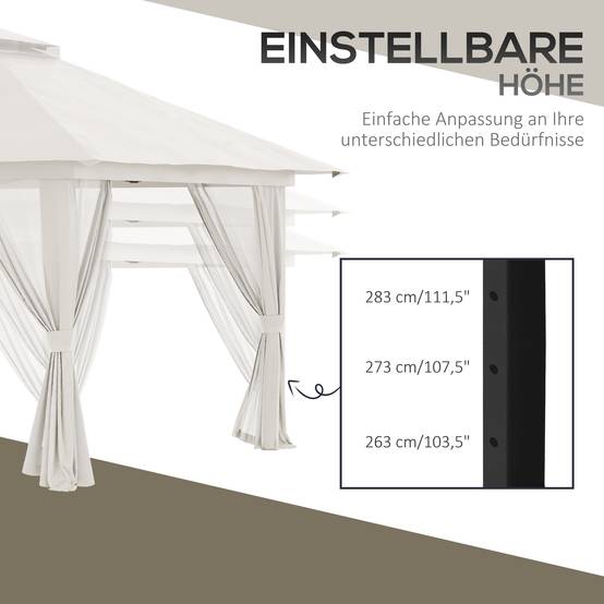 Tonnelle pliante métal et polyester blanc crème 392 x 392 x 283 cm - PANGIVO - Image 8