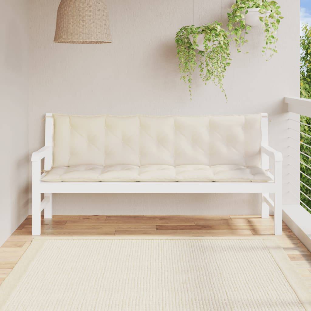 Lot de 2 Coussins de banc de jardin blanc crème tissu Oxford P128 - Image 2