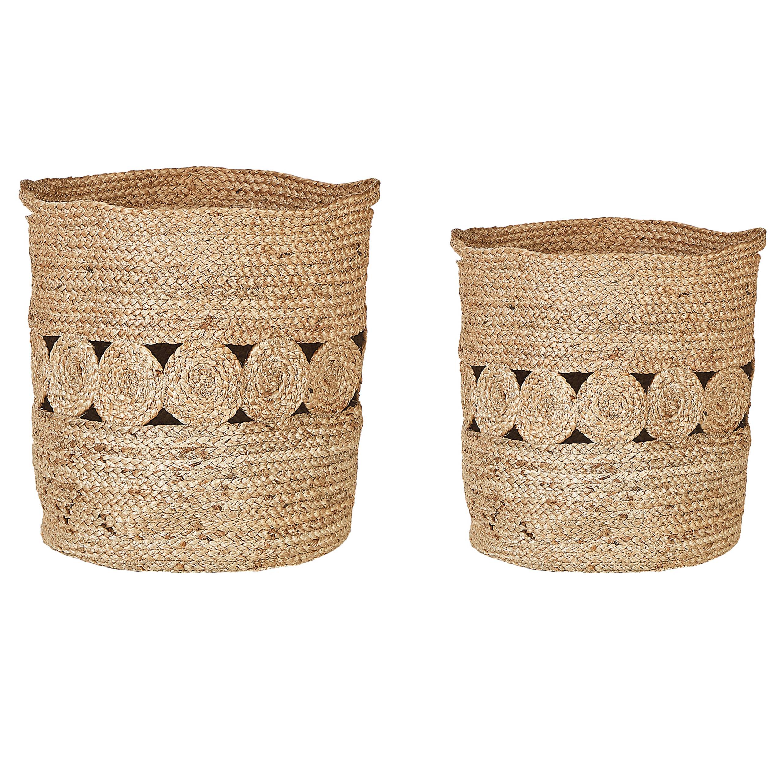 Beliani - Paniers Naturel en Jute Rond 34/37 cm Corbeille à Linge Tressée Rangement pour Intérieur Minimaliste Boîte Lot de 2 - Imagen 1
