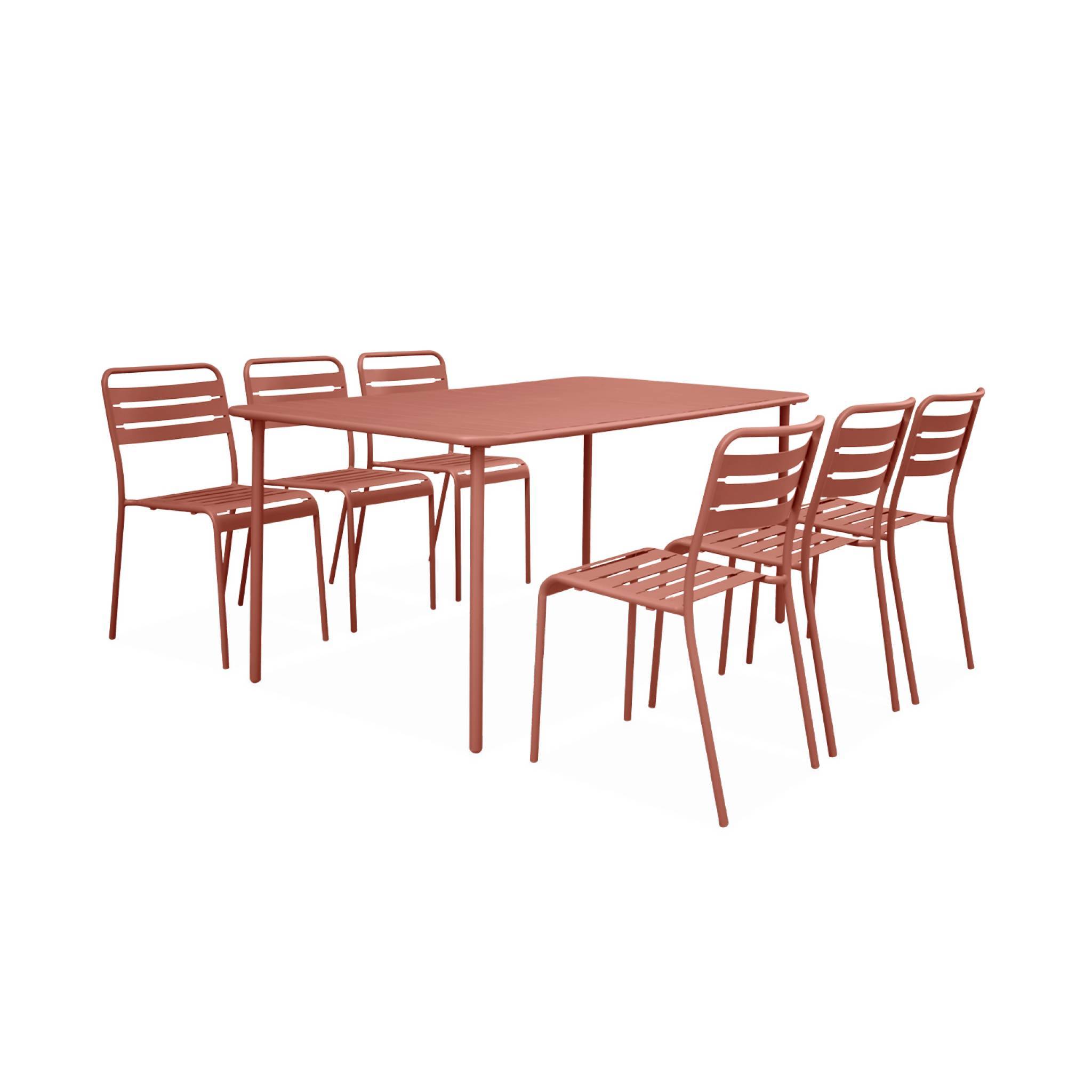 sweeek - Table de jardin métal + 6 assises terracotta Amélia | sweeek - Image 2