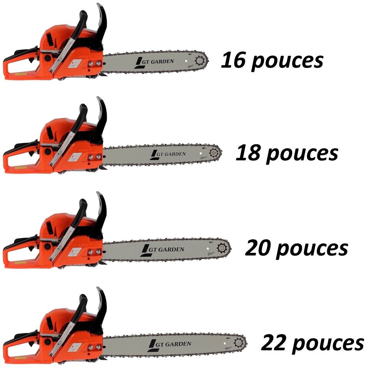 Gt Garden - Tronçonneuse thermique 62 cm3, 3.5 CV, guide 55 cm, 2 chaînes - GT GARDEN - Imagen 8