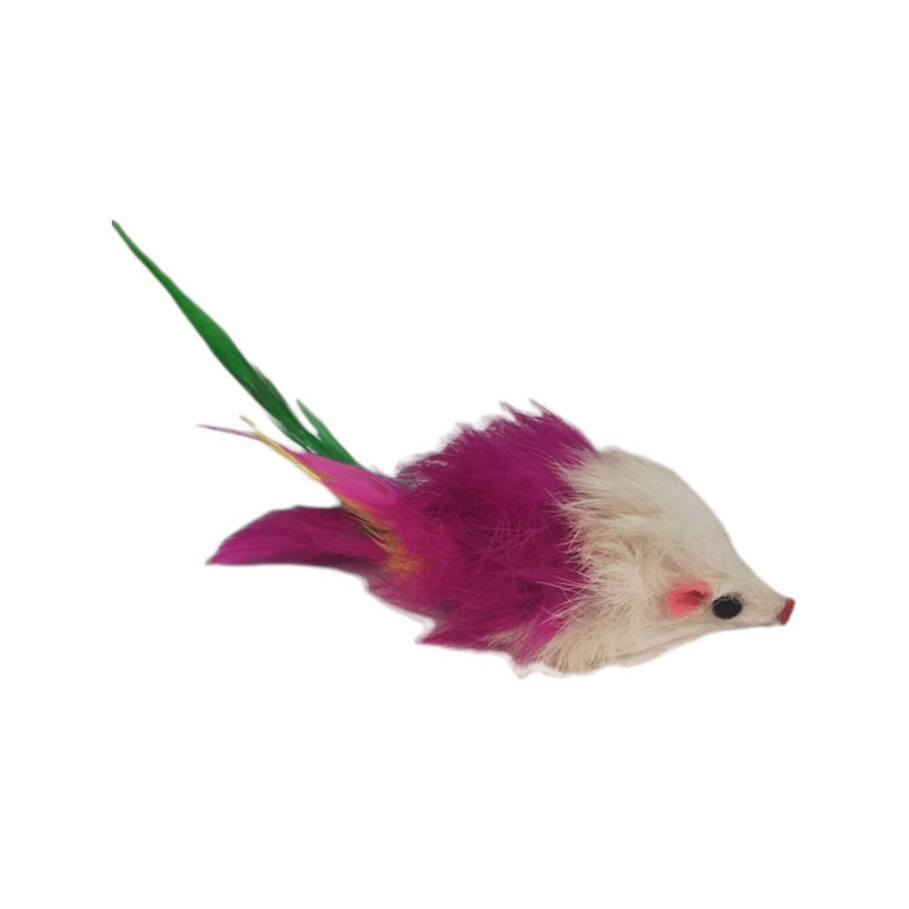animallparadise - 3 souris à plume  jouet pour chat multi couleur - Imagen 3