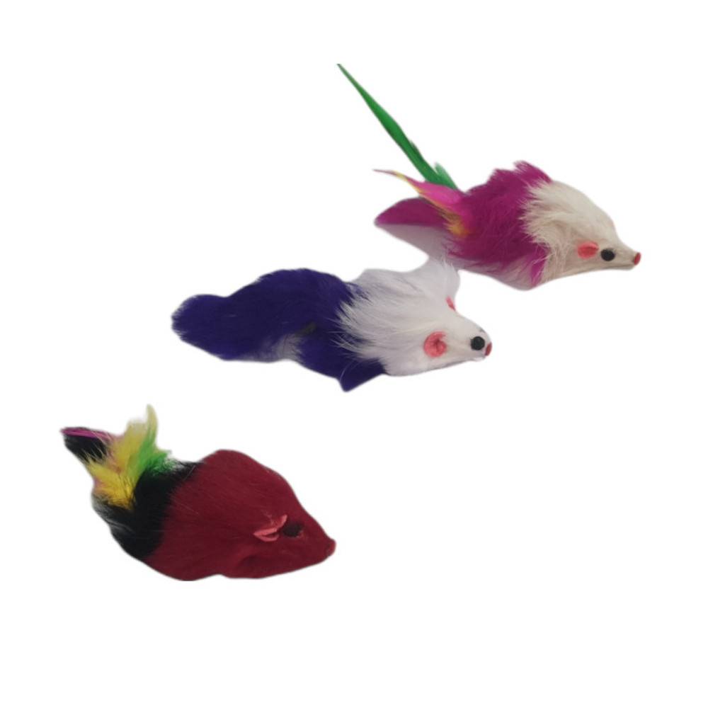 animallparadise - 3 souris à plume  jouet pour chat multi couleur - Imagen 8