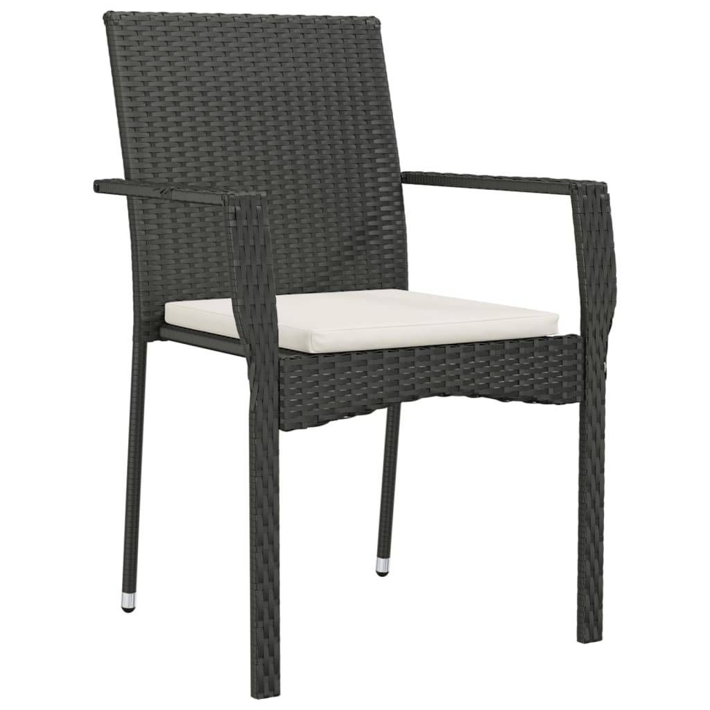 Salon de Jardin 4 Personnes Résine Tressée Table Carrée Verre Noir et Crème – ComfortXL Outdoor Living - Image 5