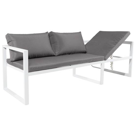 Happy Garden - Salon de jardin modulable IBIZA en tissu gris 7 places - aluminium blanc - HAPPY GARDEN - Imagen 6