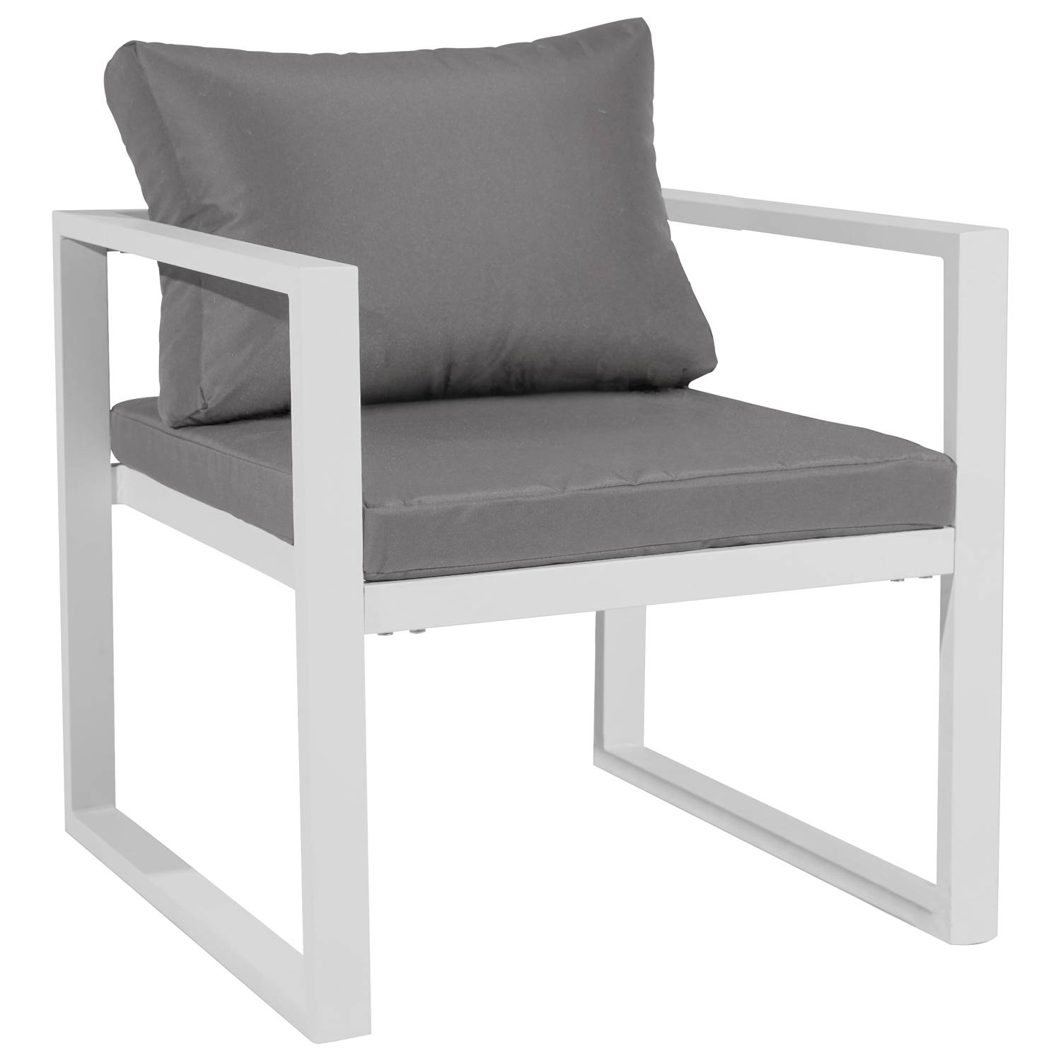 Happy Garden - Salon de jardin modulable IBIZA en tissu gris 7 places - aluminium blanc - HAPPY GARDEN - Imagen 10
