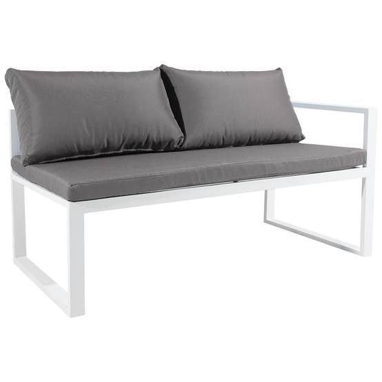 Happy Garden - Salon de jardin modulable IBIZA en tissu gris 7 places - aluminium blanc - HAPPY GARDEN - Imagen 9