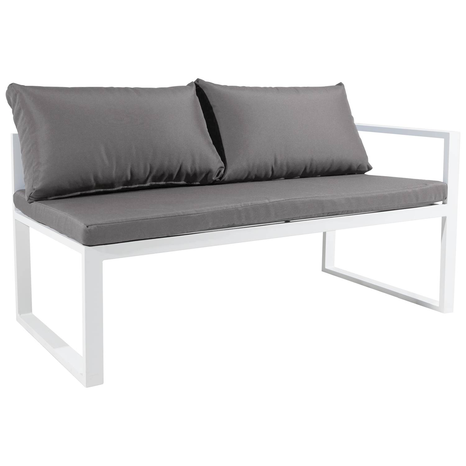 Happy Garden - Salon de jardin modulable IBIZA en tissu gris 7 places - aluminium blanc - HAPPY GARDEN - Imagen 9
