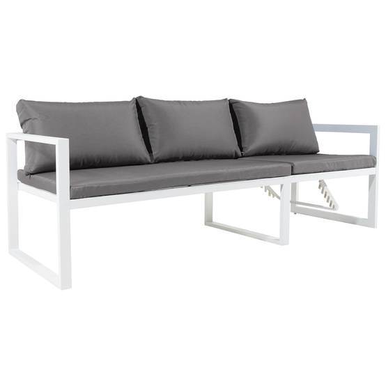 Happy Garden - Salon de jardin modulable IBIZA en tissu gris 7 places - aluminium blanc - HAPPY GARDEN - Imagen 5