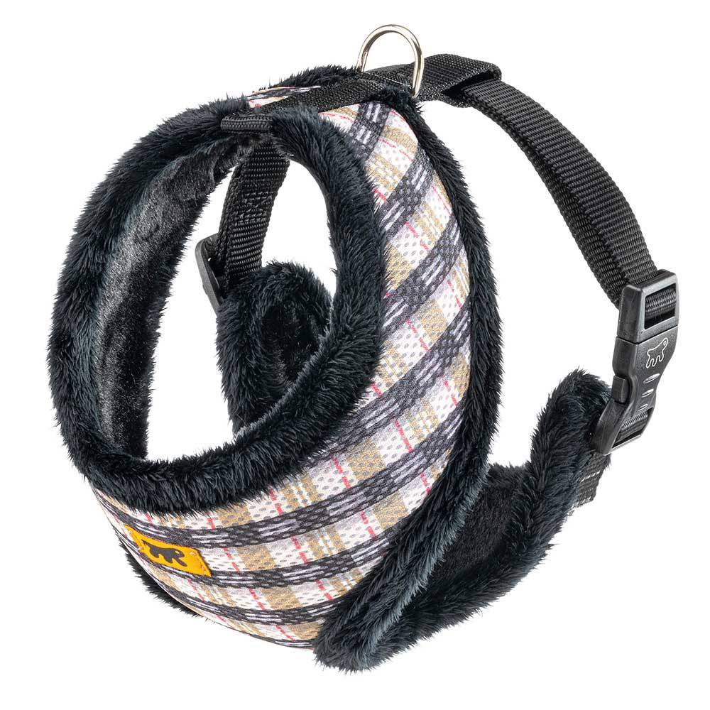 Ferplast - NIKITA FUR L Harnais pour Chien, Respirant, Fourrure Ecologique Douce, Sangle Réglable, Tartan - Imagen 1