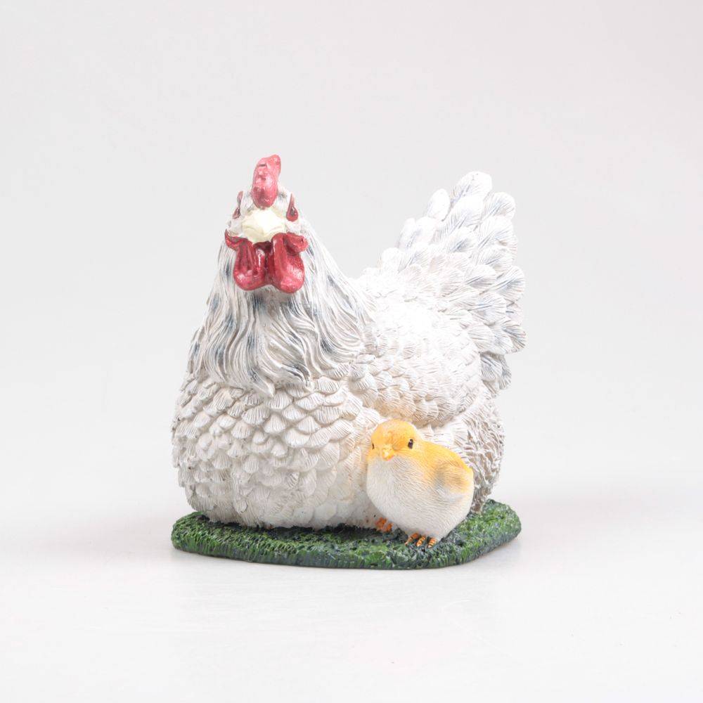 Farmwood Animals - Poule couvant avec poussin en résine 17 x 23 x 19 cm - Imagen 2