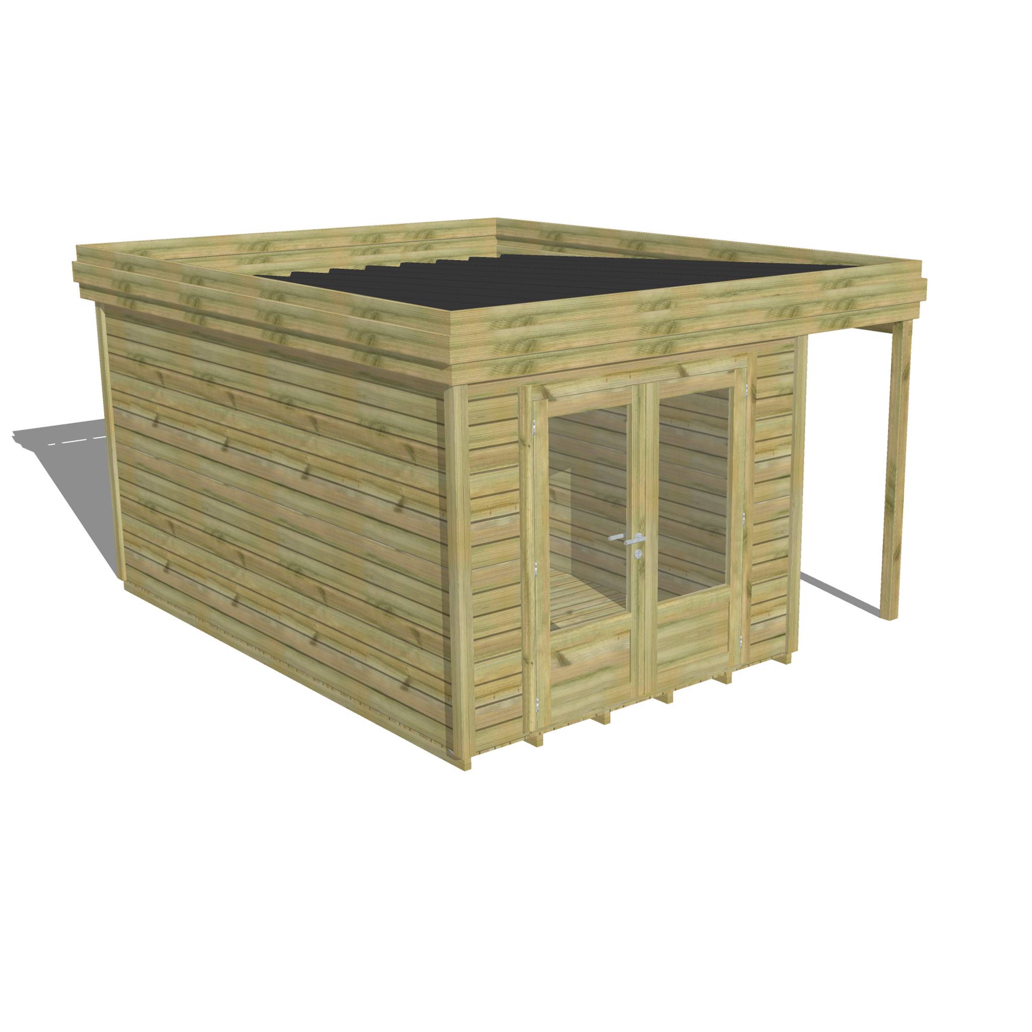 ABRI DE JARDIN bois  autoclave 27mm - 3,64x4,34m / 16m2 - Bac acier - Plancher bois - Image 1
