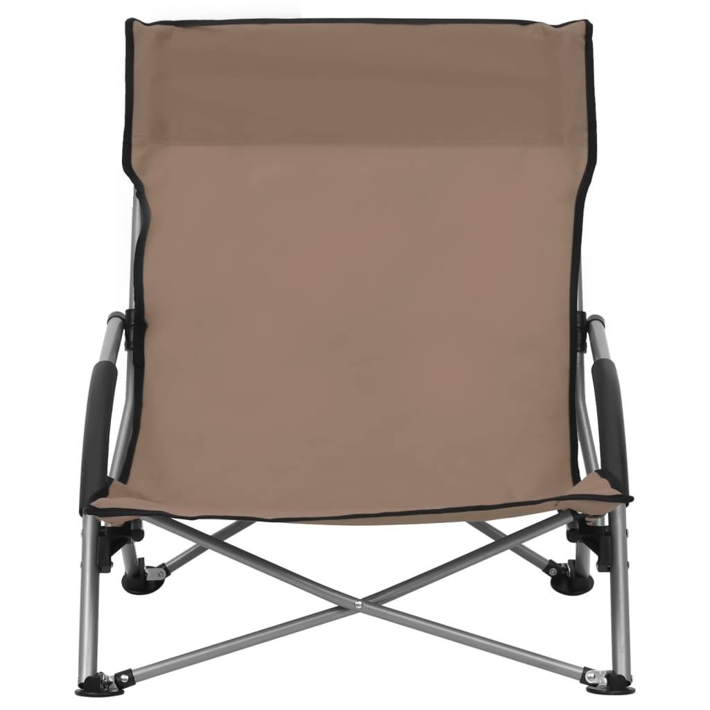 Lot de 2 Chaise de jardin | Chaises de plage pliables Taupe Tissu - Image 3