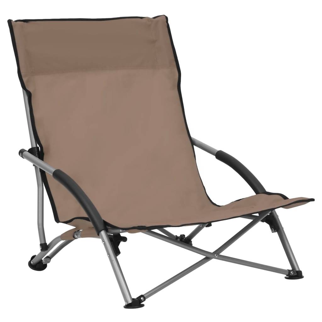 Lot de 2 Chaise de jardin | Chaises de plage pliables Taupe Tissu - Image 1