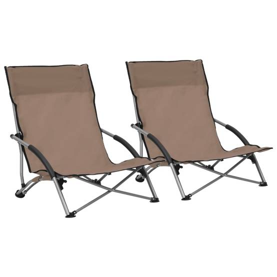 Lot de 2 Chaise de jardin | Chaises de plage pliables Taupe Tissu - Image 2