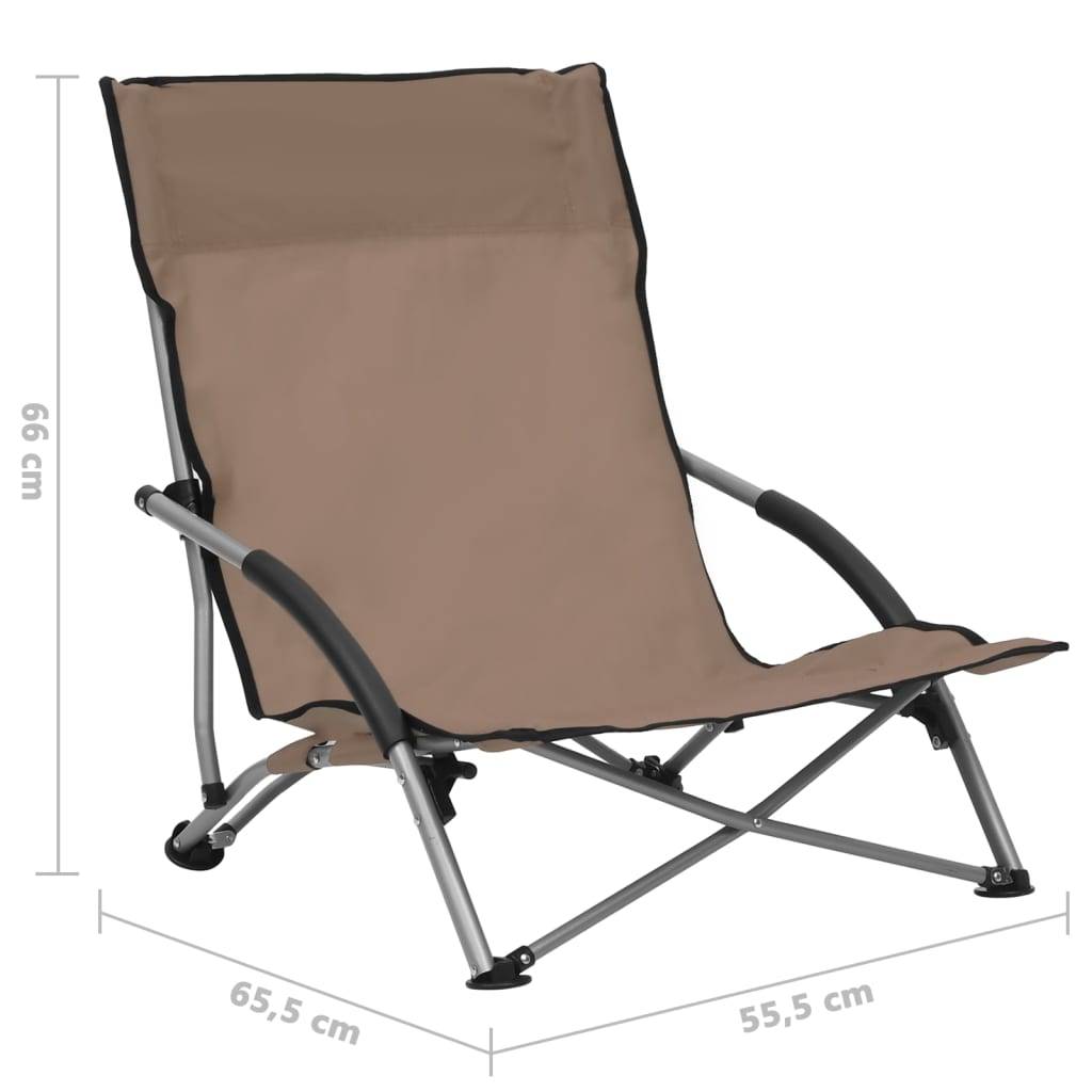 Lot de 2 Chaise de jardin | Chaises de plage pliables Taupe Tissu - Image 8
