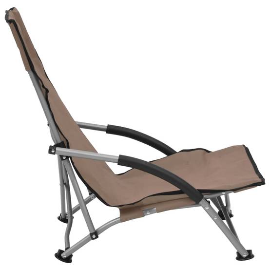 Lot de 2 Chaise de jardin | Chaises de plage pliables Taupe Tissu - Image 4