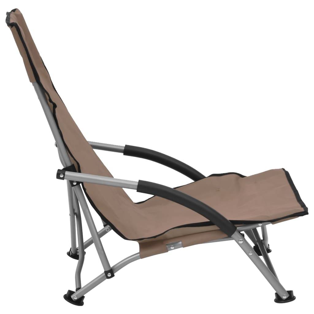 Lot de 2 Chaise de jardin | Chaises de plage pliables Taupe Tissu - Image 4