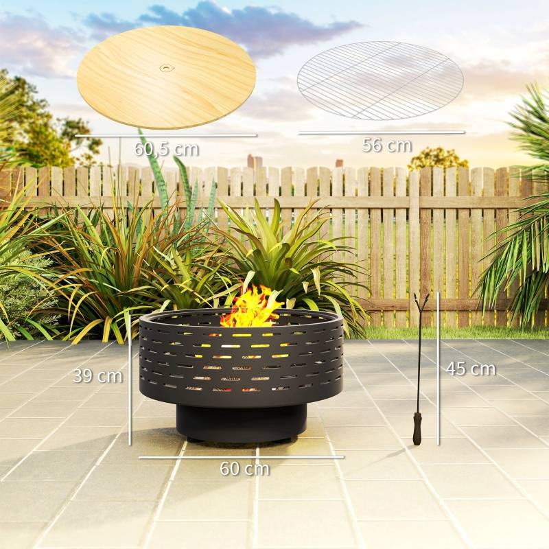 Brasero acier inoxydable gris charbon 60 x 60 x 39 cm - PANGIVO - Image 2