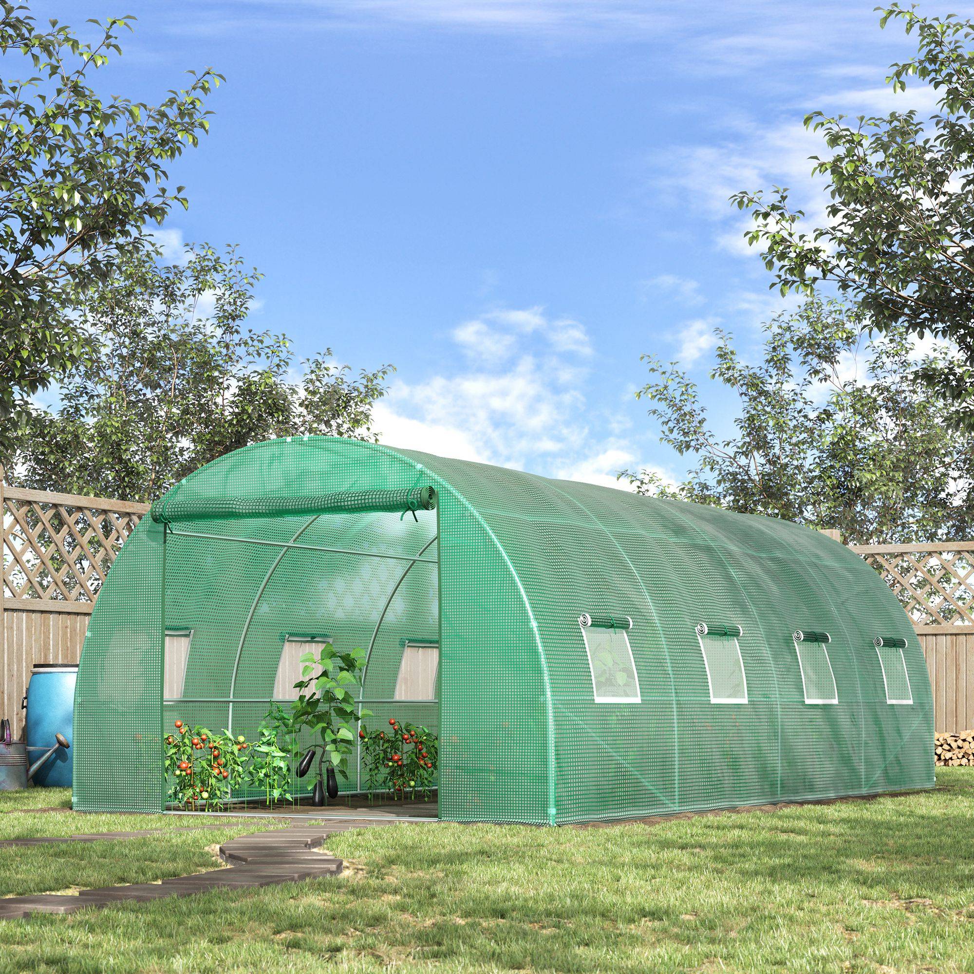 Sans Marque - Serre aluminium plain-pied tunnel culture chaude plastique acier vert - Image 3