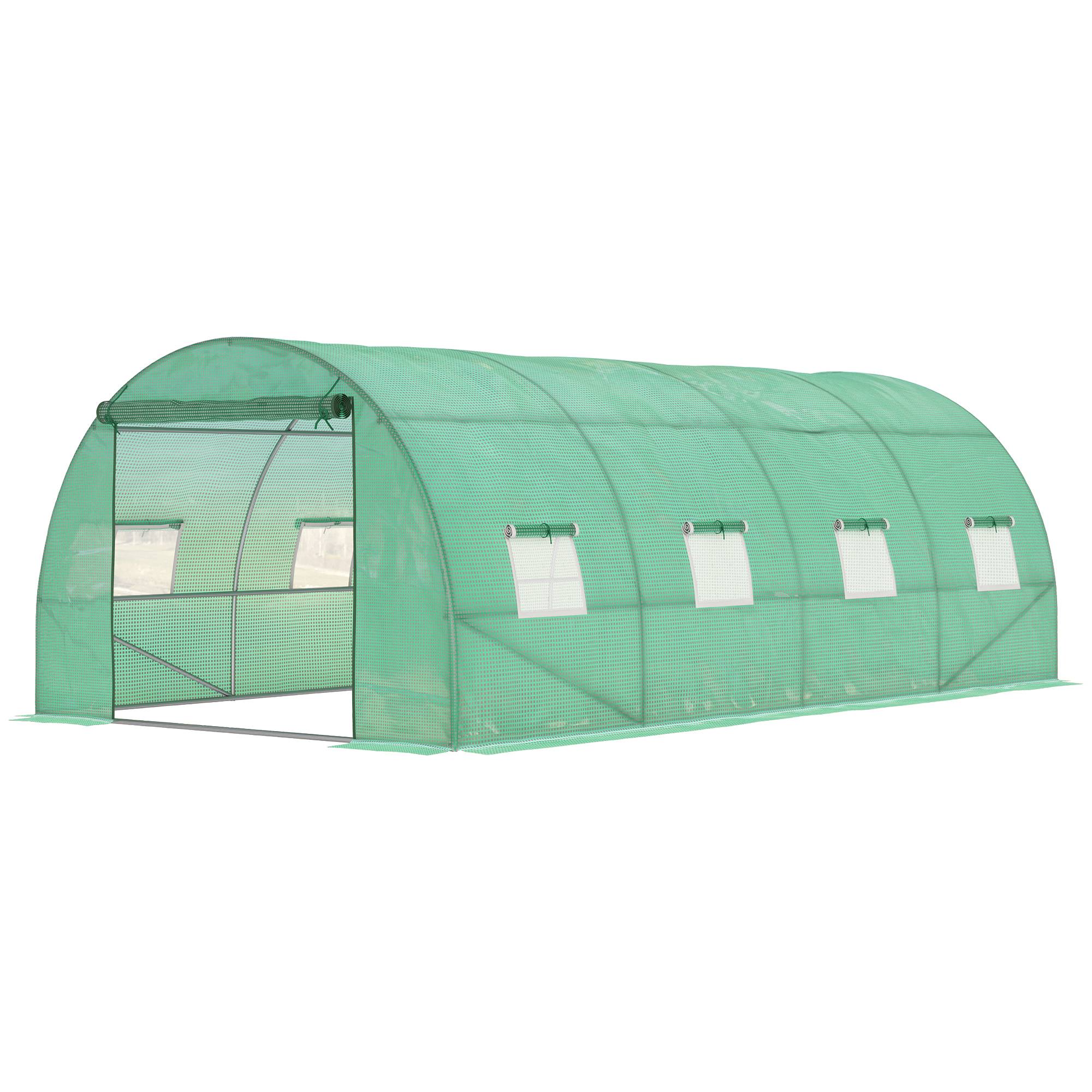 Sans Marque - Serre aluminium plain-pied tunnel culture chaude plastique acier vert - Image 2