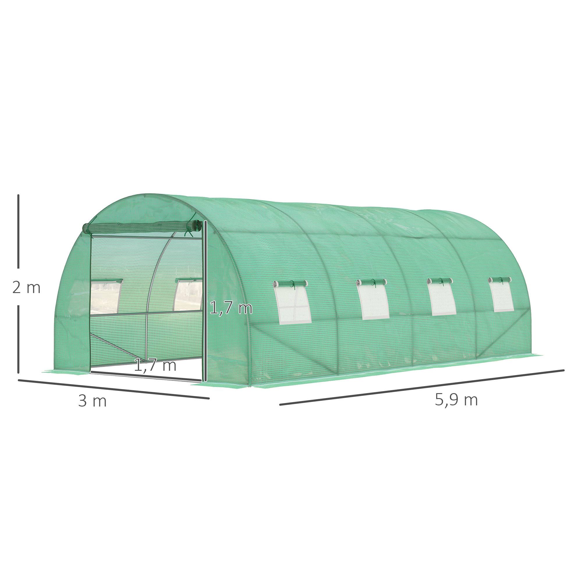 Sans Marque - Serre aluminium plain-pied tunnel culture chaude plastique acier vert - Image 5