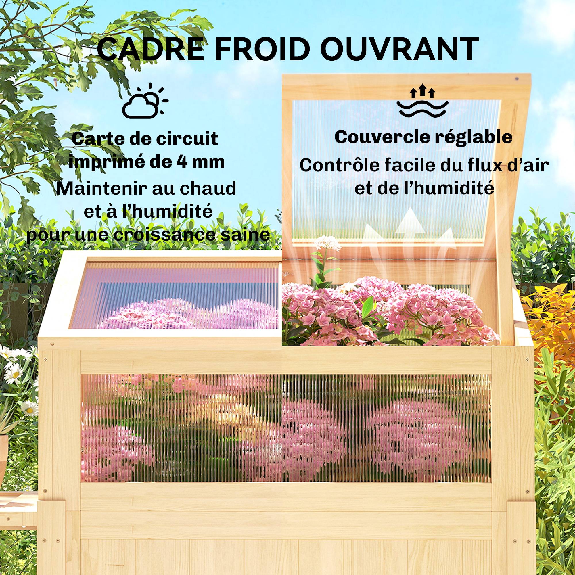 ComfortXL - Carré potager serre Bois sapin table rempotage pliante étagère 104x50x120cm naturel - ComfortXL Outdoor Living - Image 7