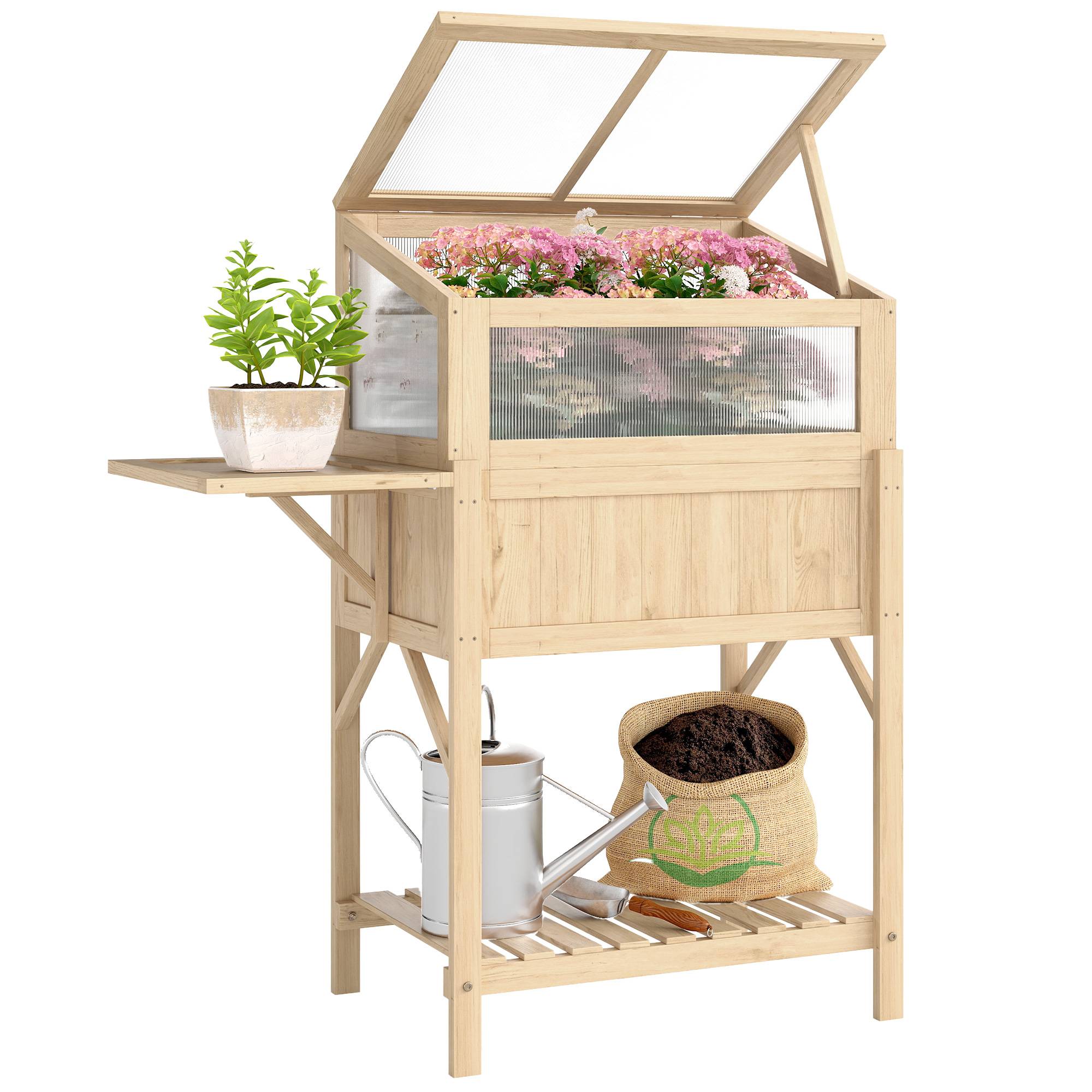 ComfortXL - Carré potager serre Bois sapin table rempotage pliante étagère 104x50x120cm naturel - ComfortXL Outdoor Living