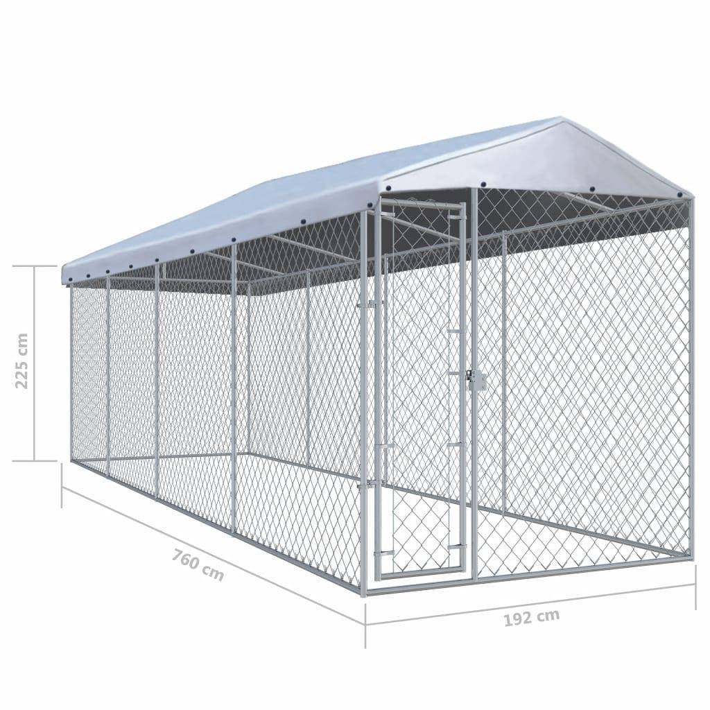 Helloshop26 - Chenil extérieur cage enclos parc animaux chien extérieur avec toit pour chiens 760 x 190 x 225 cm - Imagen 2