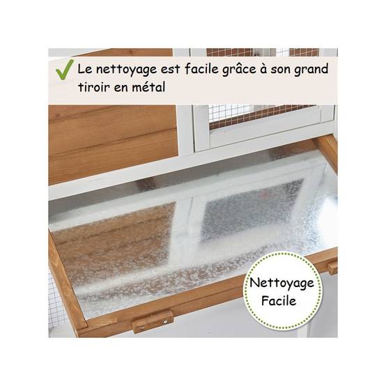 Cage Clapier Enclos lapin Extérieur en bois Haute Qualité pour lapins petits animaux- Modèle : 086 Belle cour 146x50x86cm(LxPxH) - Image 2