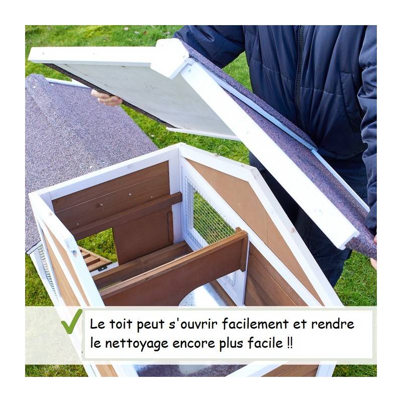 Cage Clapier Enclos lapin Extérieur en bois Haute Qualité pour lapins petits animaux- Modèle : 086 Belle cour 146x50x86cm(LxPxH) - Image 4