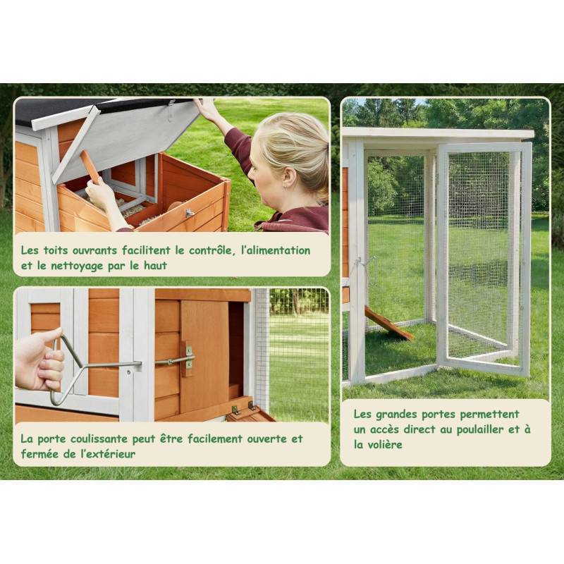Poulailler en bois pour jardin extérieure 183x103x75cm Cage Canard avec Nichoir Modèle Ida - Image 4