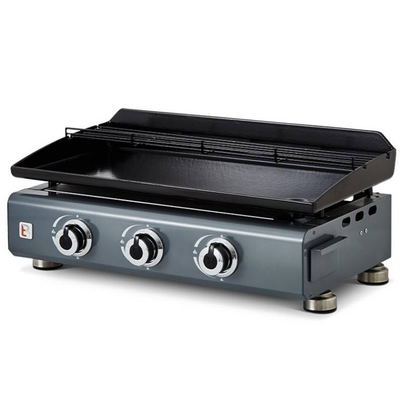 Brasero - Plancha à gaz Silvia II G 3 Feux Gris métallisé - BRASERO - Plaque acier émaillée - 67 x 34 cm - 7,5 kW - Image 1