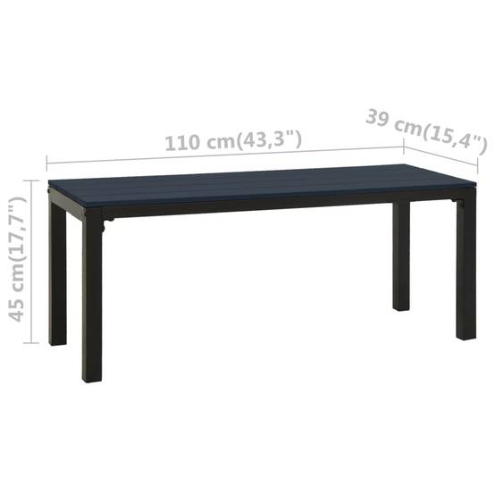 Banc de jardin - Banc d'extérieur - Banquette 110 cm acier et WPC noir - Image 6