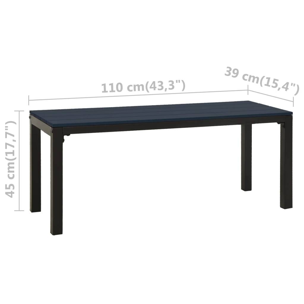 Banc de jardin - Banc d'extérieur - Banquette 110 cm acier et WPC noir - Image 6