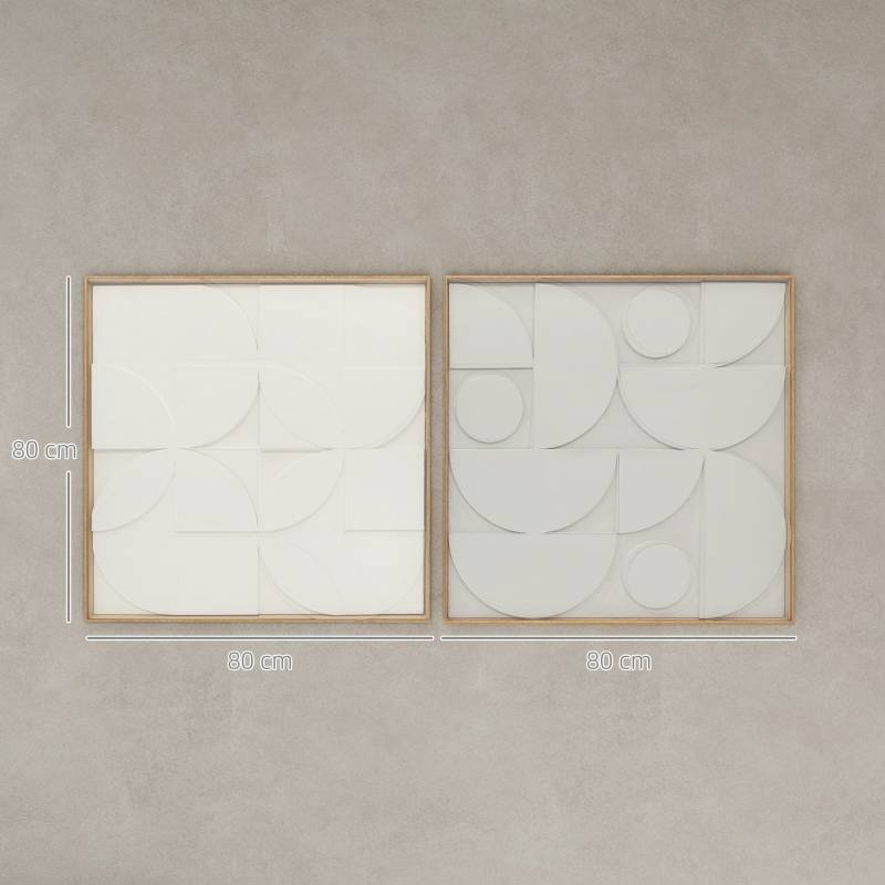 Décoration murale 3D bois MDF salon couloir design géométrique lot 2 80x80cm blanc - ComfortXL Outdoor Living - Image 3