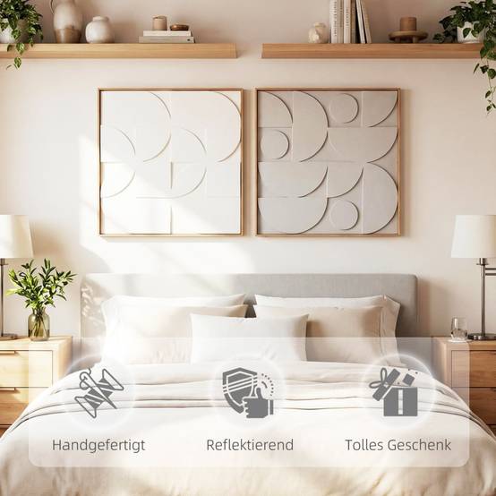 Décoration murale 3D bois MDF salon couloir design géométrique lot 2 80x80cm blanc - ComfortXL Outdoor Living - Image 6