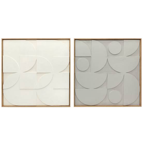 Décoration murale 3D bois MDF salon couloir design géométrique lot 2 80x80cm blanc - ComfortXL Outdoor Living - Image 2