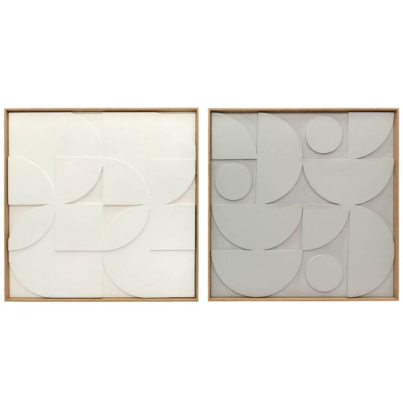 Décoration murale 3D bois MDF salon couloir design géométrique lot 2 80x80cm blanc - ComfortXL Outdoor Living - Image 2