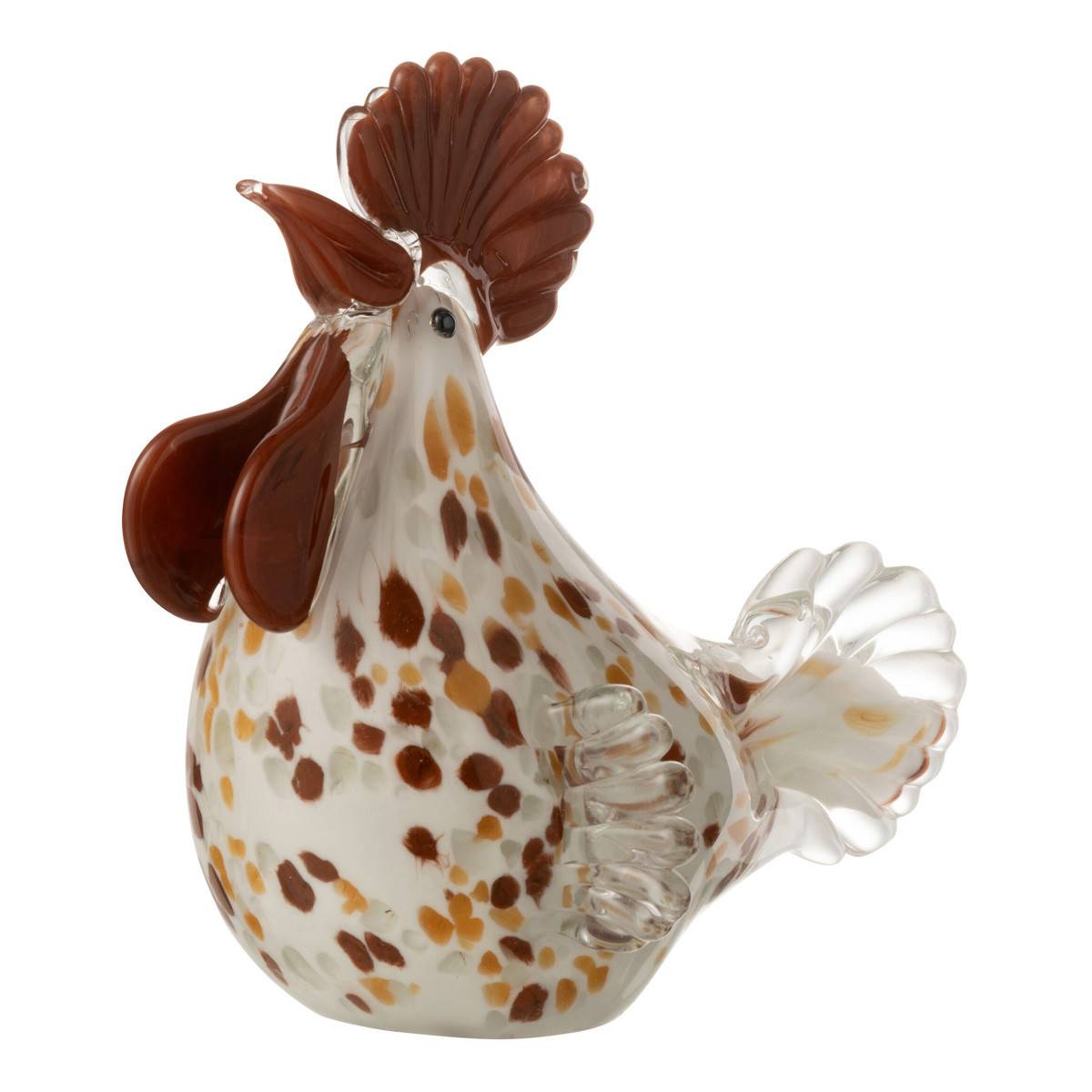 J-Line - Presse-Papier "Poule à Pois" 15cm Blanc & Marron
