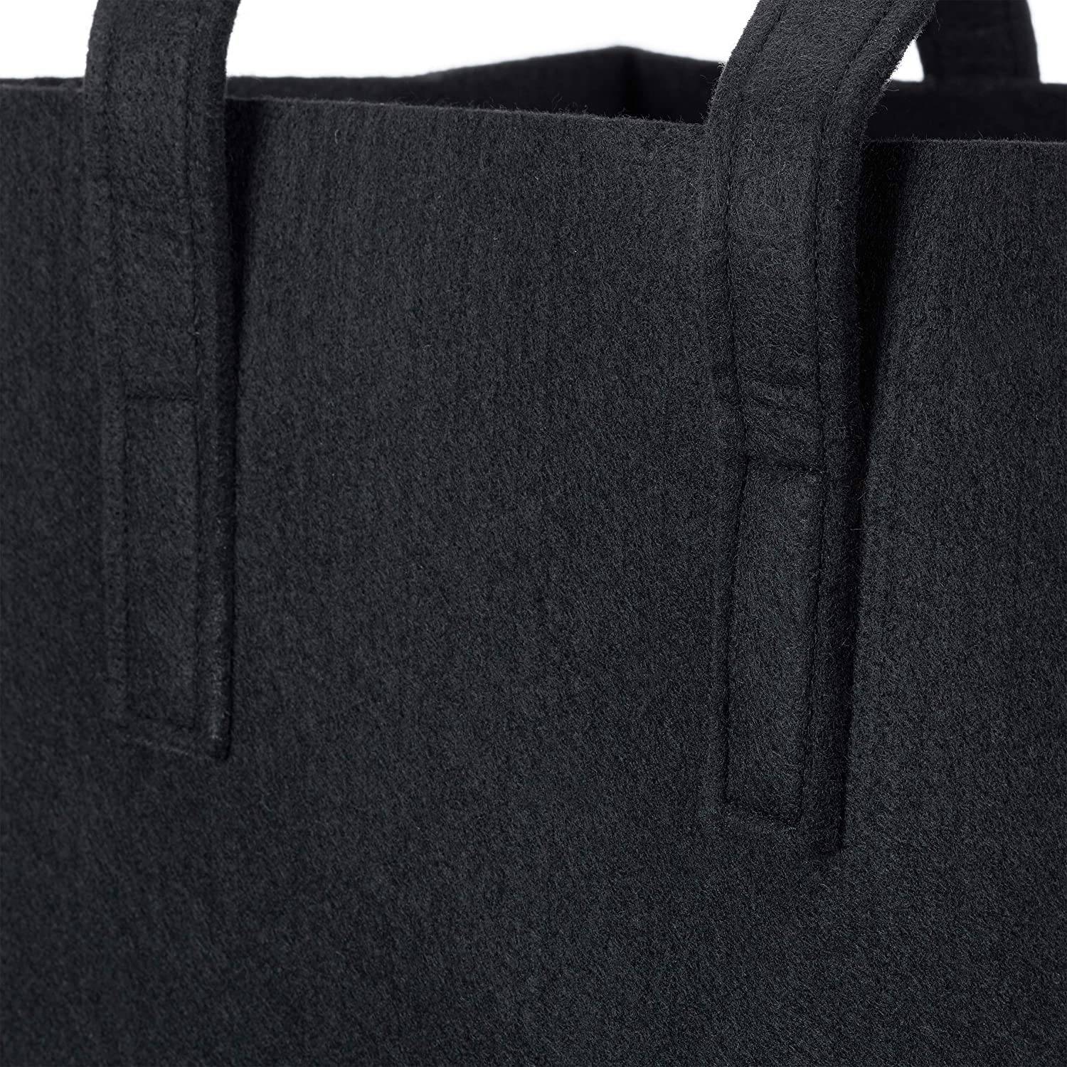 Helloshop26 - Panier sac à bûches de bois en feutre 2 poignées pliable porte revues 43 cm noir - Imagen 4