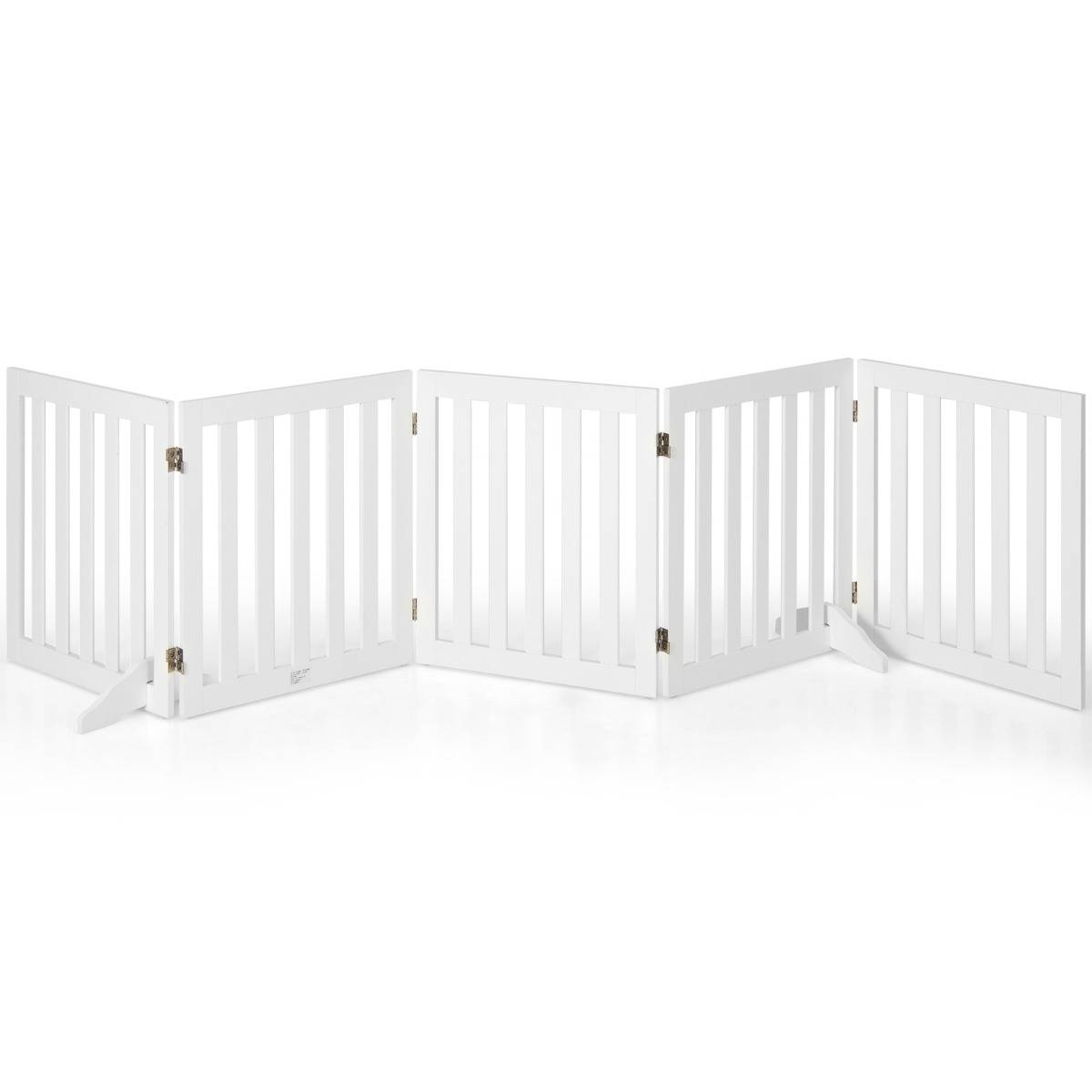 Barrière de Sécurité pour Chien 3 Panneaux avec 2 Pieds de Soutien 150x60 CM Barrière Modulable Pliable pour Animaux Blanc - Image 4