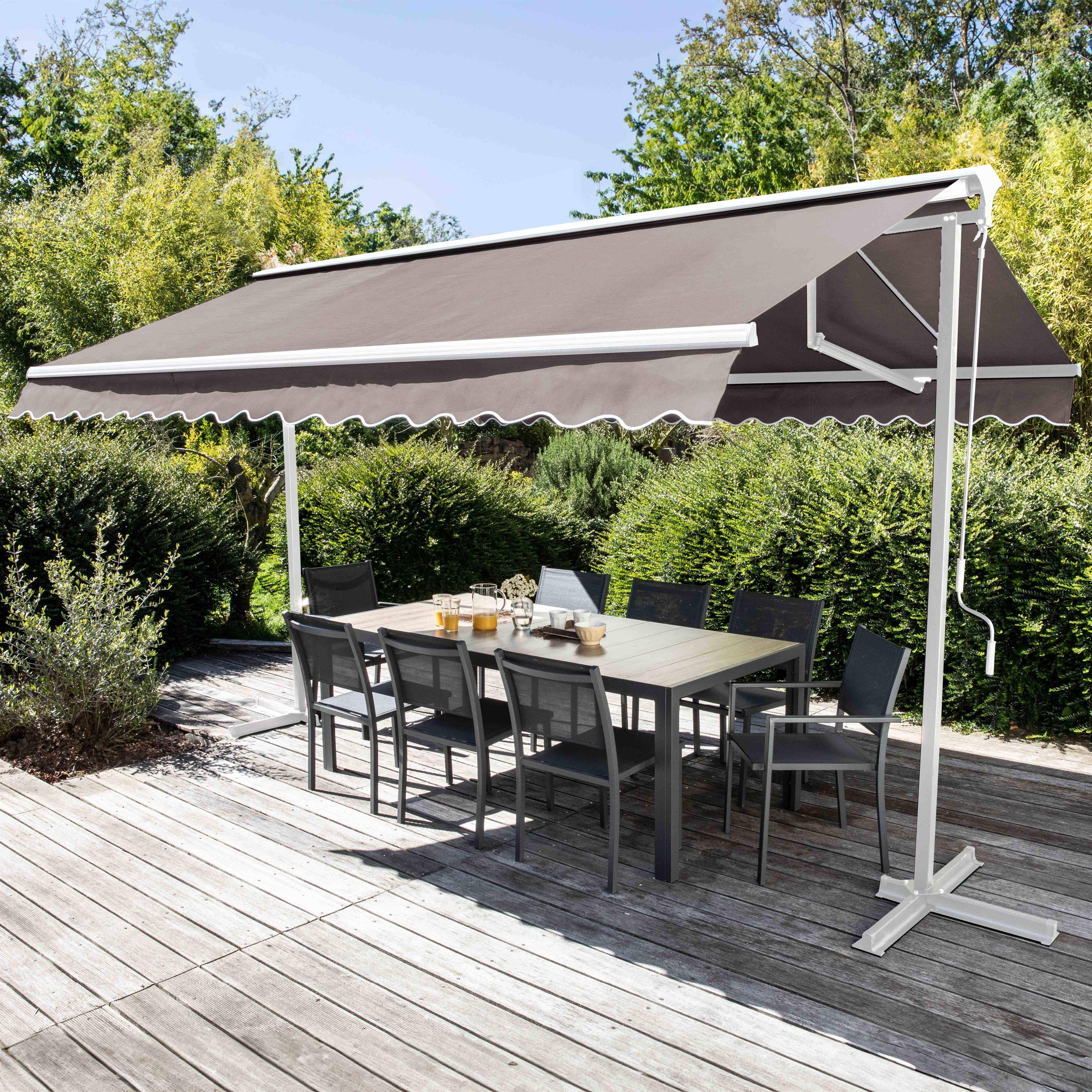 Oviala - Store mobile électrique double pente 3 x 4m aluminium taupe Delgada - Oviala - Imagen 2
