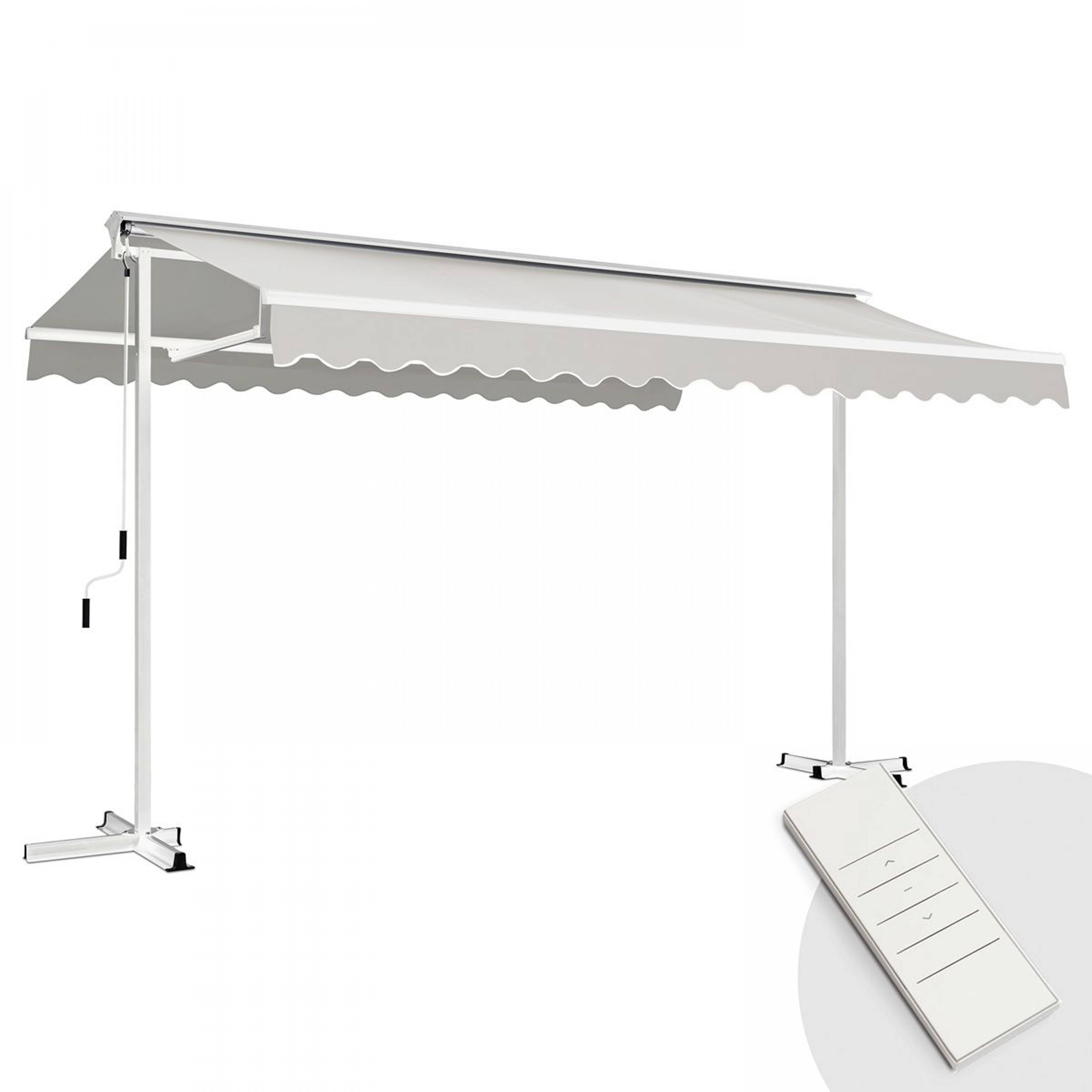 Oviala - Store mobile électrique double pente 3 x 4m aluminium taupe Delgada - Oviala - Imagen 1