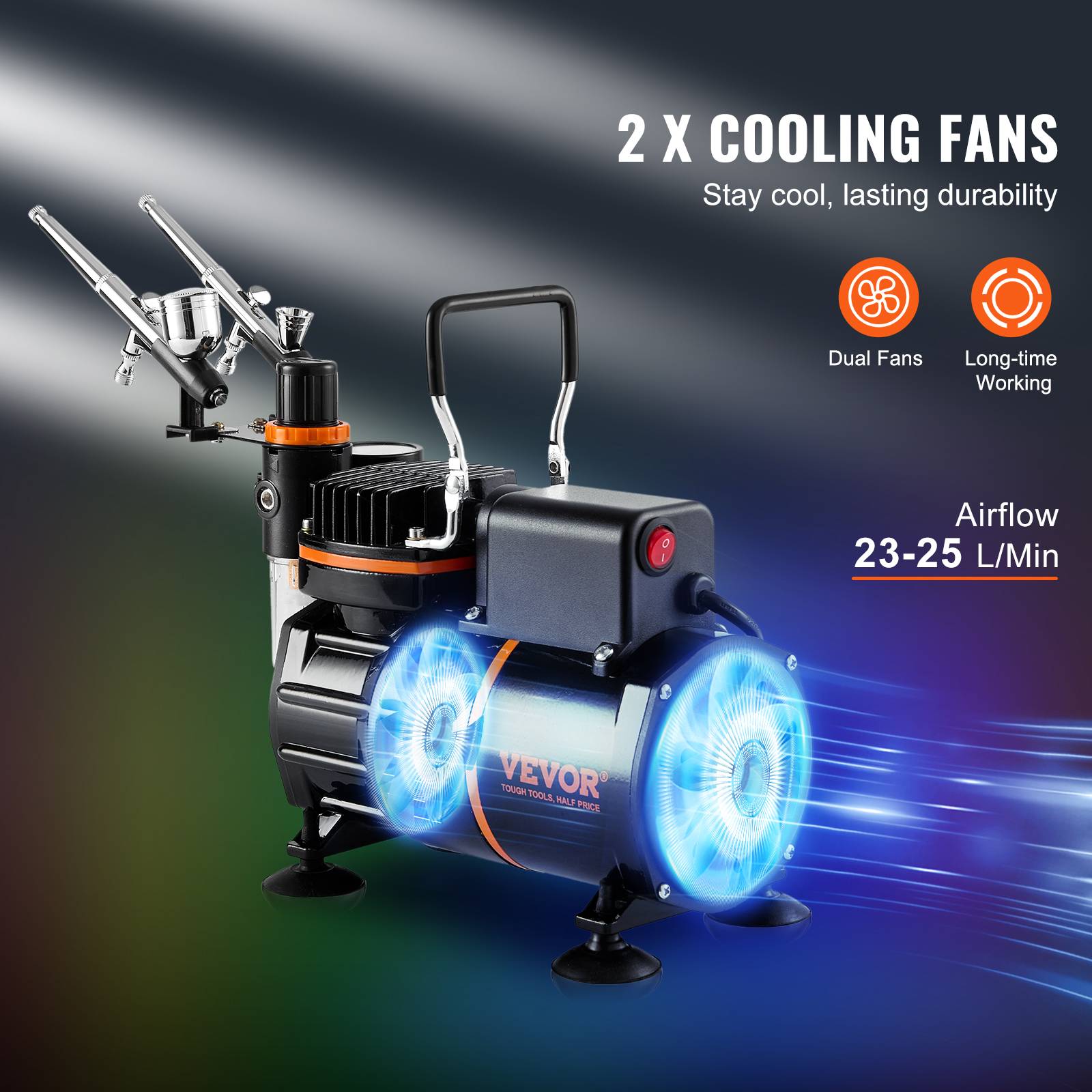 Vevor - VEVOR Kit d'aérographe compresseur d'air à double ventilateur avec 3 pistolets - Image 3
