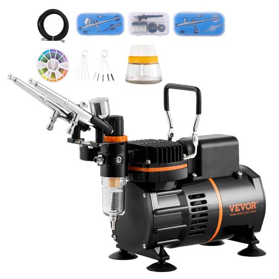 Vevor - VEVOR Kit d'aérographe compresseur d'air à double ventilateur avec 3 pistolets - Image 1