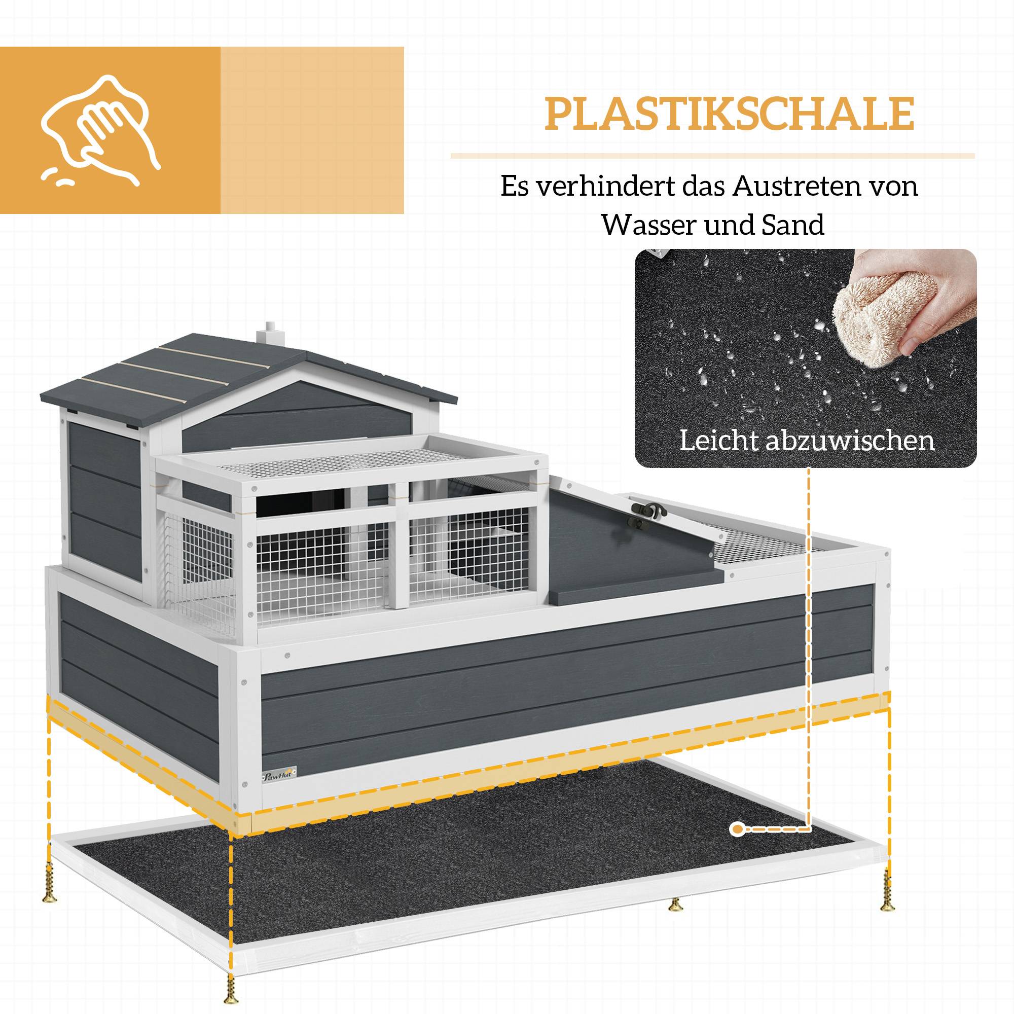 ComfortXL - Enclos tortue bois de sapin et métal gris 2 niveaux pour intérieur extérieur avec toits ouvrants portes verrouillables - Image 6