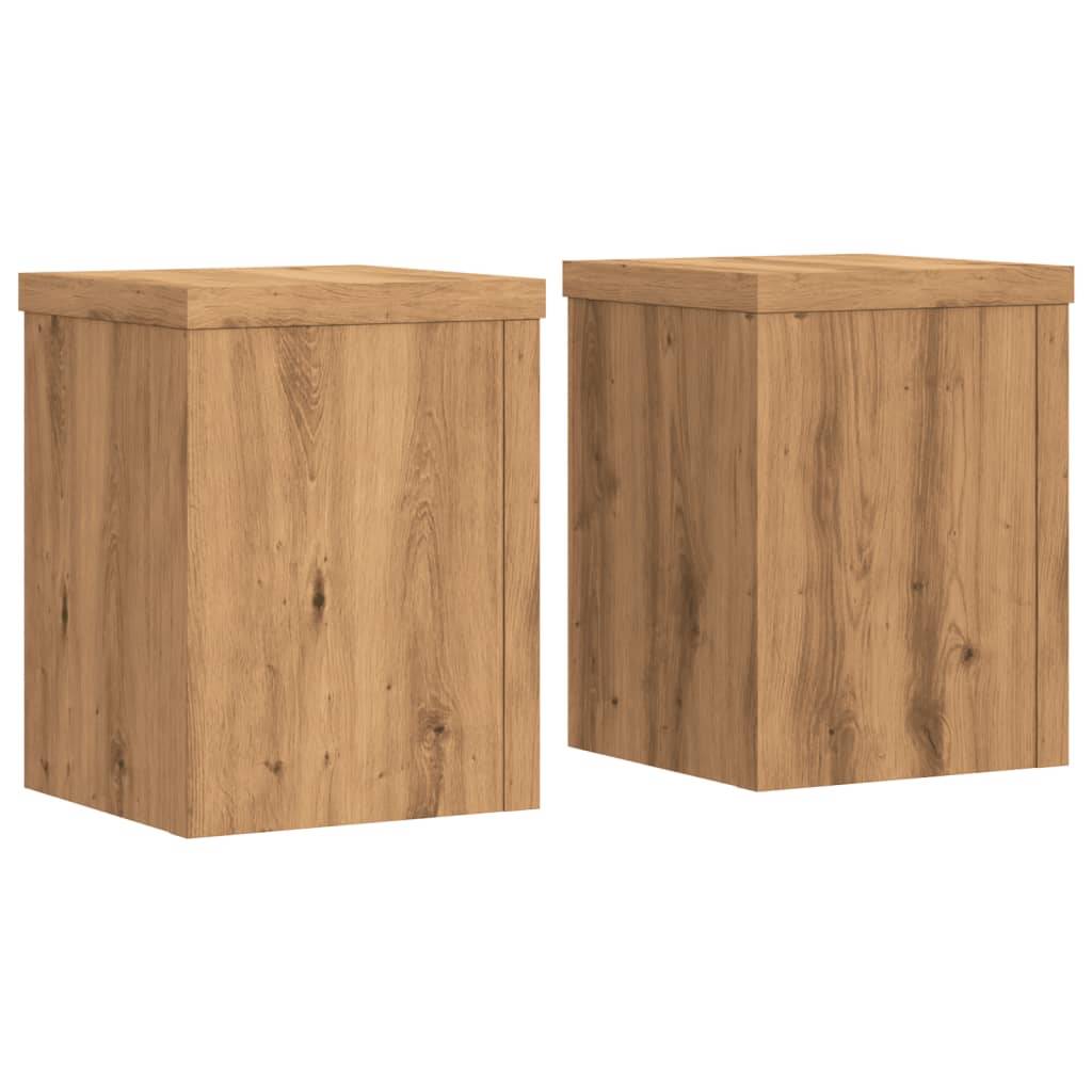 Supports pour plantes meuble fleurs lot de 2 artisanal bois d'ingénierie marron - Image 1