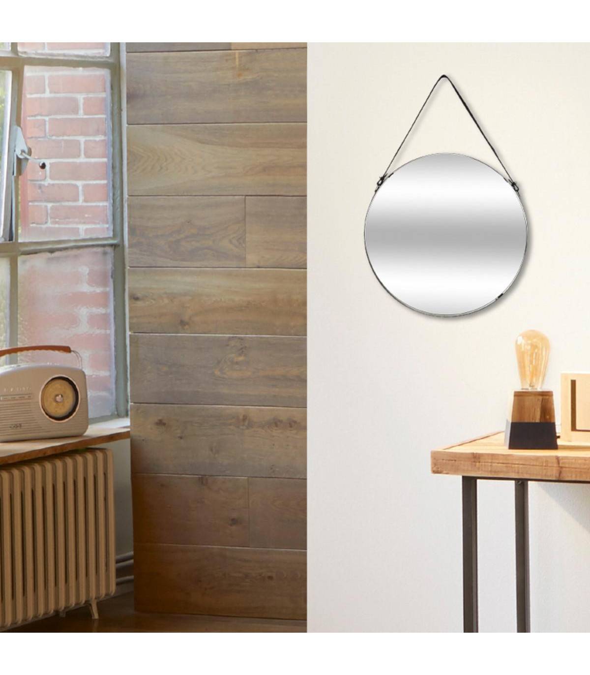 Miroir à suspendre en métal avec lanière D 38 cm - Imagen 3