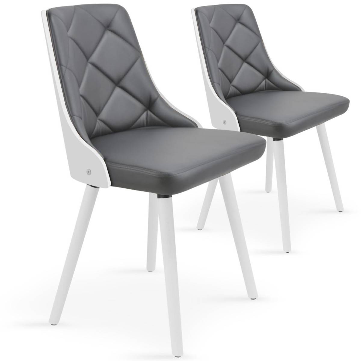 Paris Prix - Lot de 2 Chaises Scandinave "Cargo" 79cm Gris & Blanc - Image 1